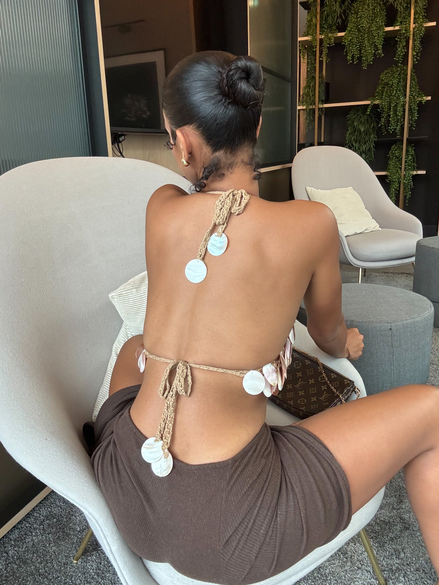 Mother Of Pearl Knitted Crop Top