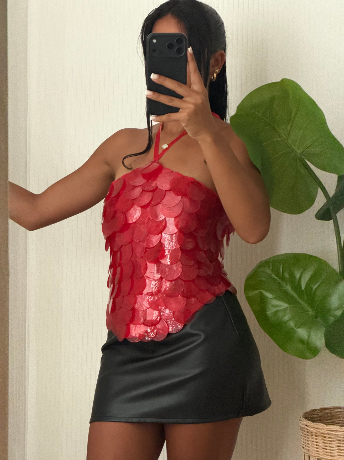 Red Ribbon Scale Top