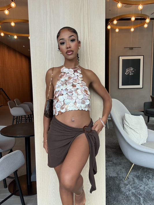 Mother Of Pearl Knitted Crop Top
