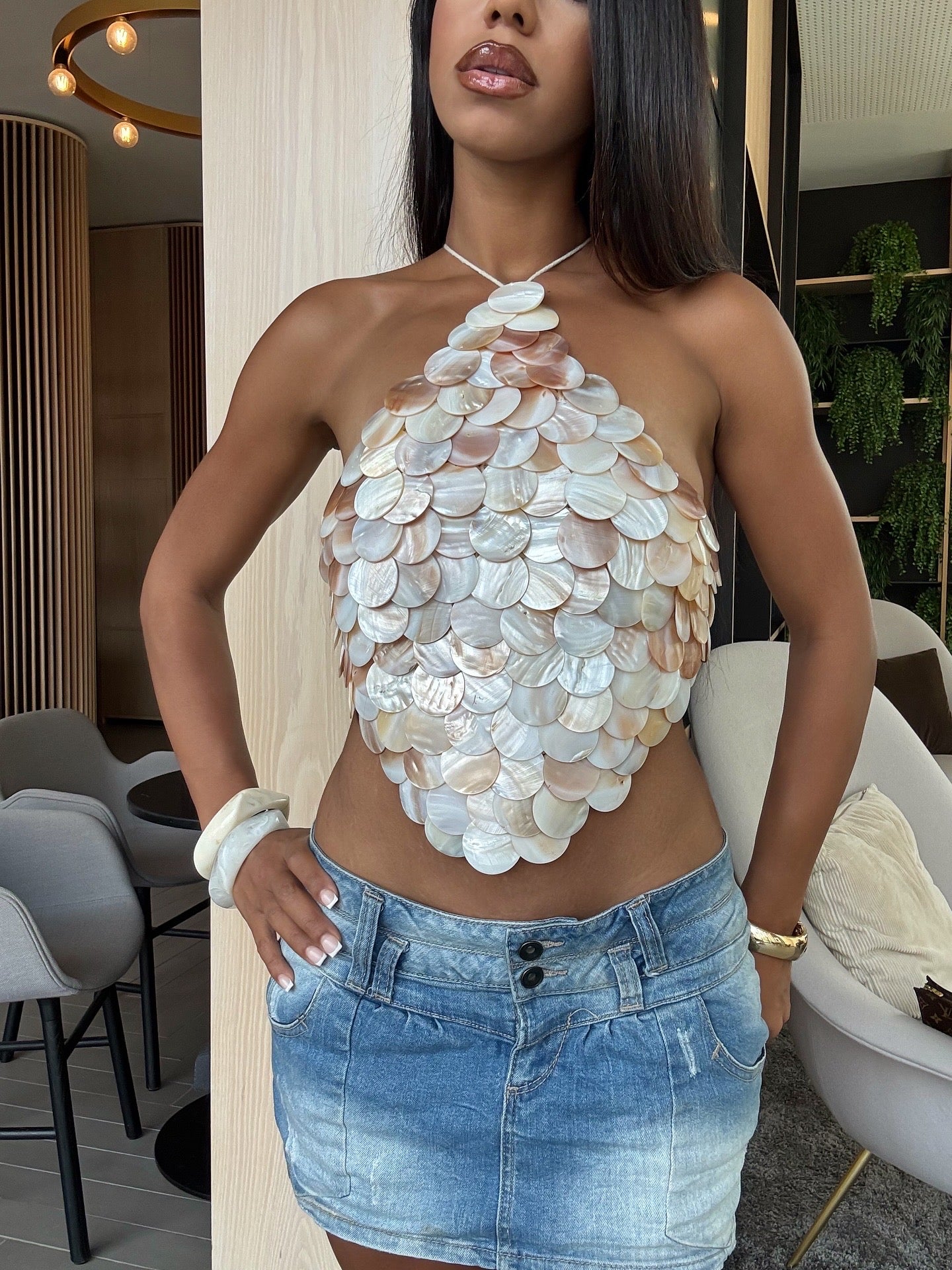 Mother Of Pearl Diamond Cut Top